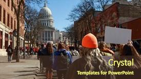  Presentation with violence - Colorful PPT theme enhanced with government - teens marching to the capitol backdrop and a tawny brown colored foreground