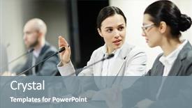  Presentation with confident - Beautiful presentation design featuring government - two young confident businesswomen consulting backdrop and a gray colored foreground