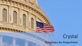  Presentation with american flag waving - Beautiful presentation design featuring government - u s capitol building dome backdrop and a light blue colored foreground