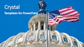  Presentation with united states flag - Presentation theme enhanced with government - united states flag waving background and a teal colored foreground