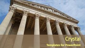  Presentation with justice - PPT theme consisting of government - vintage old justice courthouse column background and a violet colored foreground