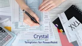  Presentation with tax income - Beautiful PPT layouts featuring government - woman filling form of individual backdrop and a sky blue colored foreground