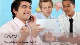  Presentation with youth leadership greenboard young - Presentation design with government aid - young businessman rejoicing background and a coral colored foreground