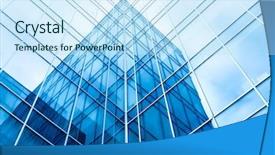  Presentation with blur office of - Beautiful slide deck featuring government border - blue glass wall of office backdrop and a sky blue colored foreground