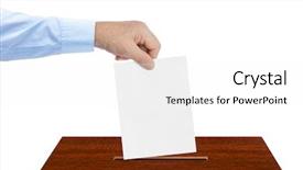  Presentation with crumpled paper various balls - Presentation theme having government border - hand with paper ballot isolated background and a white colored foreground