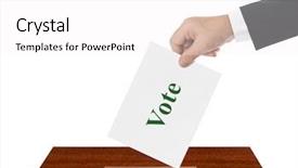  Presentation with crumpled paper various balls - PPT theme enhanced with government border - hand with paper ballot isolated background and a white colored foreground
