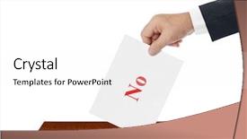  Presentation with government - Presentation enhanced with government border - hand with paper ballot isolated background and a white colored foreground