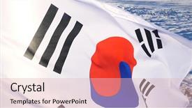  Presentation with korean flag - Beautiful PPT theme featuring government border - south korean flag with blue backdrop and a lemonade colored foreground