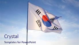  Presentation with korean flag - Cool new PPT theme with government border - south korean flag with blue backdrop and a sky blue colored foreground