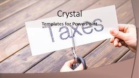  Presentation with taxes - Beautiful presentation theme featuring government budget cuts - cut paper with word taxes backdrop and a lemonade colored foreground