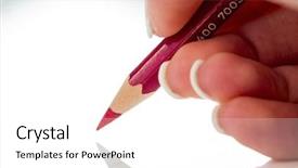  Presentation with government - Presentation design with government budget cuts - hand with red pencil background and a white colored foreground