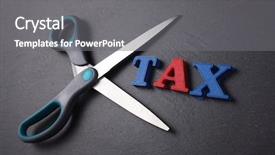  Presentation with government - PPT theme enhanced with government budget cuts - scissors and the alphabet tax background and a gray colored foreground