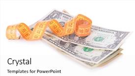  Presentation with tape measure - Cool new theme with government budget cuts - tape measure with money isolated backdrop and a white colored foreground