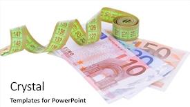  Presentation with tape measure - Slide set enhanced with government budget cuts - tape measure with money isolated background and a white colored foreground