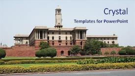  Presentation with rashtrapati bhavan - Colorful PPT theme enhanced with government building at rashtrapati bhavan backdrop and a sky blue colored foreground