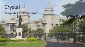  Presentation with india government - Beautiful theme featuring building vidhana soudha bangalore karnataka backdrop and a light blue colored foreground