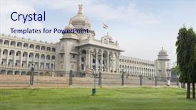  Presentation with india government - Beautiful PPT theme featuring government building viewed backdrop and a sky blue colored foreground