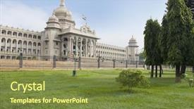  Presentation with india government - Colorful theme enhanced with government building viewed backdrop and a tawny brown colored foreground