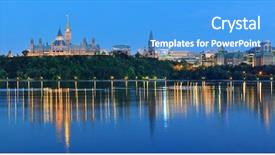 Presentation with government canada - Audience pleasing PPT theme consisting of government canada - ottawa at night over river backdrop and a teal colored foreground