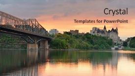  Presentation with morning sunrise - PPT theme consisting of government canada - ottawa city skyline at sunrise background and a coral colored foreground