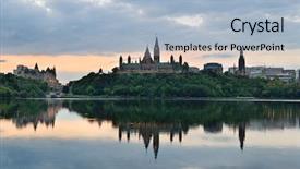  Presentation with government canada - Slides featuring government canada - ottawa city skyline at sunrise background and a light blue colored foreground