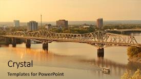  Presentation with historical architecture - Beautiful PPT theme featuring government canada - ottawa sunset over river backdrop and a  colored foreground