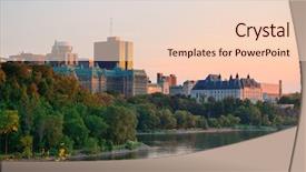  Presentation with historical architecture - Beautiful presentation design featuring government canada - ottawa sunset over river backdrop and a lemonade colored foreground