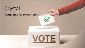  Presentation with vote - Cool new PPT layouts with government check - close up of male hand backdrop and a mint green colored foreground