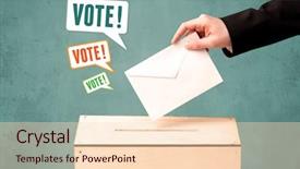  Presentation with voting - Audience pleasing slides consisting of government check - hand placing a voting slip backdrop and a lemonade colored foreground