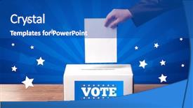  Presentation with voting - PPT theme having government check - voting hand with ballot background and a ocean colored foreground