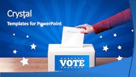  Presentation with voting - Audience pleasing slides consisting of government check - voting hand with ballot backdrop and a  colored foreground