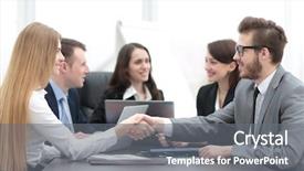  Presentation with government - Presentation theme consisting of government contract - handshake between a businesswoman background and a gray colored foreground