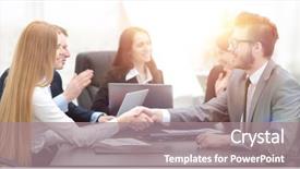  Presentation with government - Audience pleasing presentation design consisting of government contract - handshake between a businesswoman backdrop and a  colored foreground