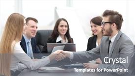  Presentation with government - Presentation theme consisting of government contract - handshake between a businesswoman background and a gray colored foreground