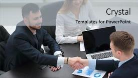  Presentation with handshake - Slide set consisting of government contract - handshake financial partners sitting background and a  colored foreground