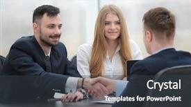  Presentation with partners - PPT theme enhanced with government contract - handshake financial partners sitting background and a  colored foreground