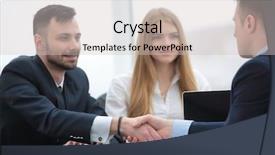  Presentation with partners - Slide deck enhanced with government contract - handshake financial partners sitting background and a  colored foreground