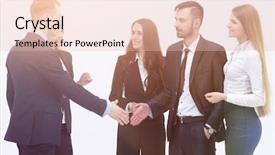  Presentation with business and politics handshake - PPT layouts with government contract - welcome and handshake business partners background and a lemonade colored foreground