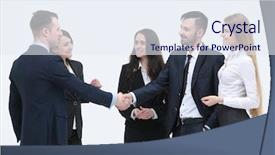 Presentation with welcome - Slide set enhanced with government contract - welcome and handshake business partners background and a sky blue colored foreground