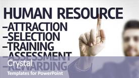  Presentation with human resource - Presentation having trained ressources - business man pointing to transparent background and a gray colored foreground