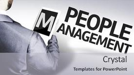  Presentation with management - PPT theme featuring leadership attributes - business man with the text background and a light gray colored foreground
