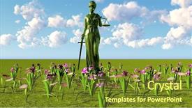  Presentation with lady justice - Presentation theme having government ethics - lady of justice flowers background and a tawny brown colored foreground