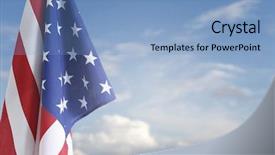  Presentation with american government - Slide set featuring government free - american flag in blue sky background and a light blue colored foreground