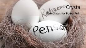  Presentation with pension - Presentation design consisting of 401k savings - eggs with words pension background and a soft green colored foreground