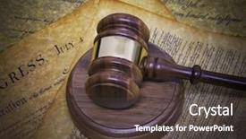  Presentation with gavel - Beautiful PPT theme featuring government law - photo of a gavel backdrop and a dark gray colored foreground