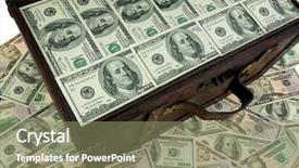  Presentation with financial crisis - Amazing slides having government money - large chest with dollar banknotes backdrop and a coral colored foreground