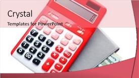  Presentation with red white grey - Slide set featuring government money - red calculator and grey notepad background and a coral colored foreground