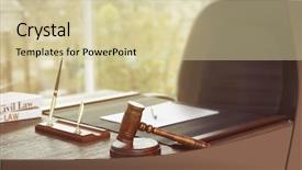  Presentation with notary - Colorful slide set enhanced with government contract - empty notary workplace backdrop and a soft green colored foreground