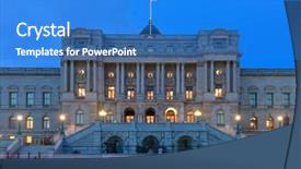  Presentation with united states - Beautiful slides featuring government portal - library of congress building backdrop and a teal colored foreground