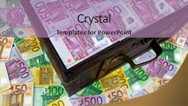  Presentation with financial crisis - Slides with government spending - large chest with euro banknotes background and a  colored foreground